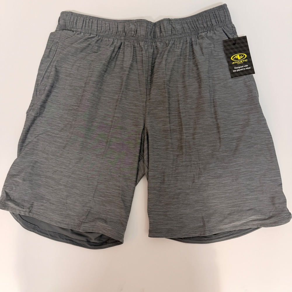 Athletic Works Mens DriWorks Grey Space Dye Gym Shorts Medium 32-34 NWT